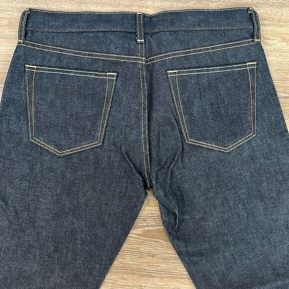 Uniqlo Slim Fit Straight Selvedge Dark Blue Jeans 32X32 NWT - Picture 8 of 13